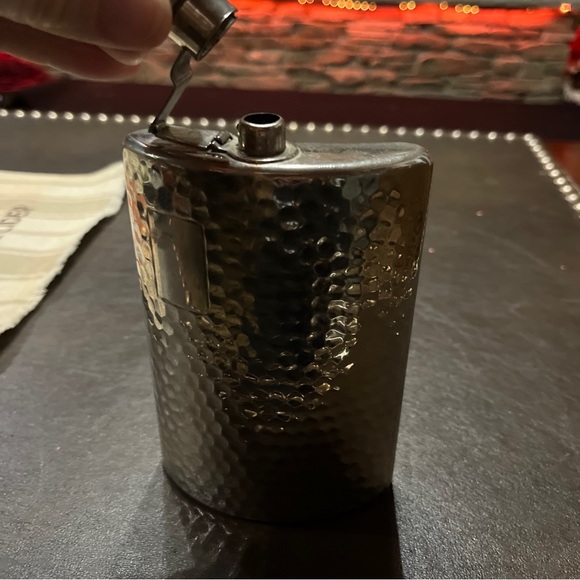 Rare Vintage Hammered Metal Cork Top Flask Made In Germany - Picture 6 of 7